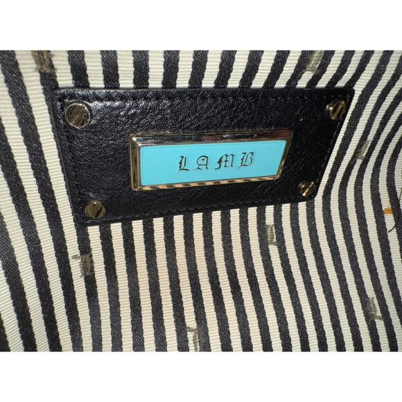 Vintage LAMB Designer Tote Clutch Bag Monogrammed Leather Iconic Sheep Logo - Picture 8 of 11